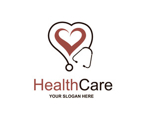 abstract medical halth care icon with stethoscope and heart