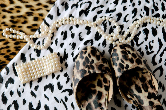 Layered color and black and white leopard print clothing