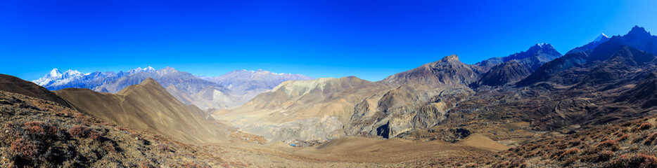 View north in Upper Mustang from the Annapurna circuit trail, near Muktinath, Nepal