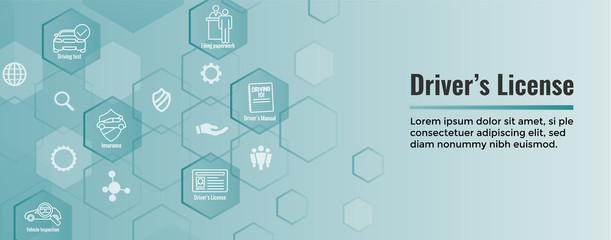 Drivers Test and License Icon Set and - Web Header Banner