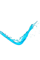 Amorphous Blue Wavy Water Splash Isolated Over Pure White Background.