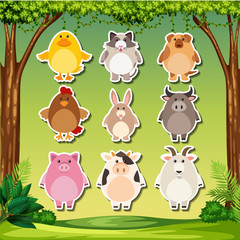 Naklejka premium Set of animal sticker