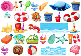 Set of beach objects