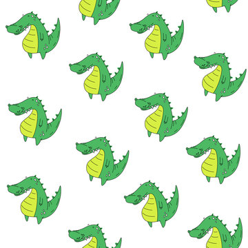 Vector seamless pattern. Crocodile. Cartoon style