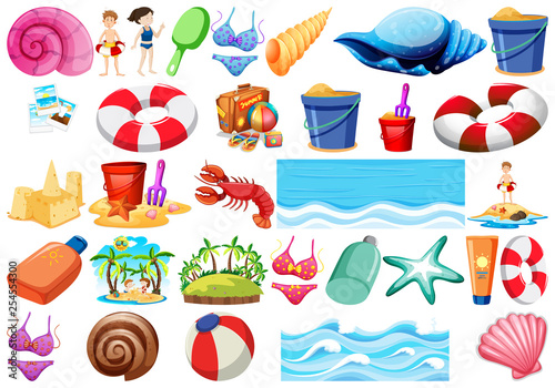 Set of beach objects