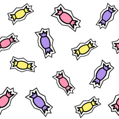 Vector seamless pattern with candy. Cartoon style