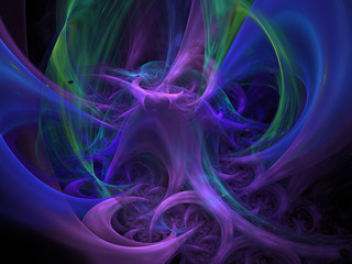 Fototapeta premium Illustration - Abstract Fractal Background Image, Graphic Resource, Symmetrical Lines and Patterns, Glowing Neon Colors. Artistic Background, Colorful Repeating Patterns, Modern Digital Art