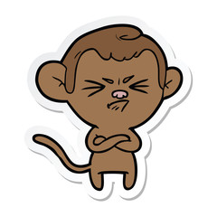 Obraz na płótnie Canvas sticker of a cartoon annoyed monkey