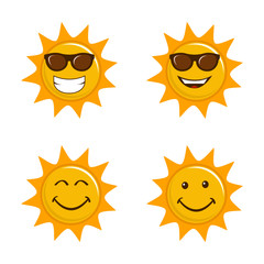 Set of sun icons. Collection sunburst. Vector illustration.