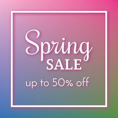 Spring Sale Banner on colorful background