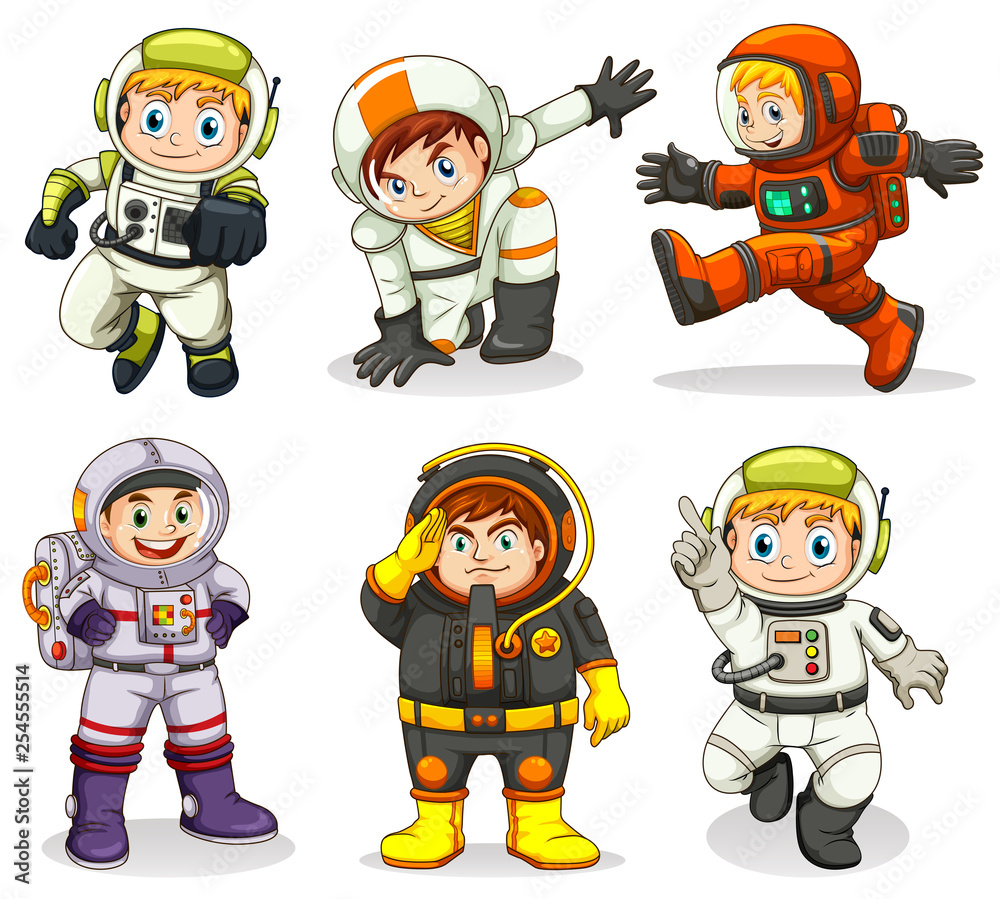 Poster Set of astronaut character