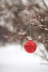  Red Christmas Ornament Hanging In a Tree