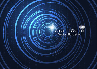 Abstract technology background with glowing neon circles. Vector illustration