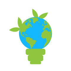 Lightbulb with a earth planet. Eco icon. Vector illustration design