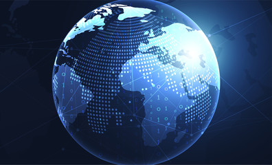 Global network connection. World map point and line composition concept of global business. Vector Illustration