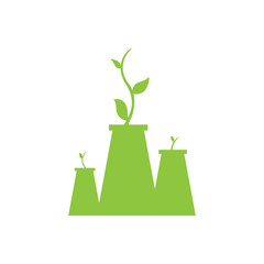 Plants in a factory. Eco icon. Vector illustration design