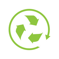 Recycling symbol in a circular arrow. Eco icon. Vector illustration design