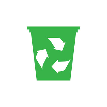 Trash can with recycling symbol. Eco icon. Vector illustration design