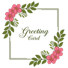 Vector illustration decorative of pink flower frame with template of greeting cards