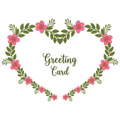 Vector illustration decorative of pink flower frame with template of greeting cards