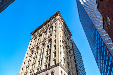 Boston, USA- March 01, 2019: Skyscrapers and buildings of Boston, Capital city of state Massachusetts, United states of America