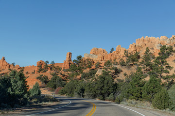 Stunning Red Canyon is an area of hoodoos and sandstone rock formations, This wilderness area s found on the road between Bryce Canyon National Park and Zion National Park in Utah, USA