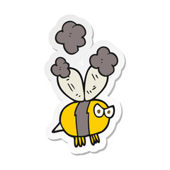 sticker of a cartoon angry bee