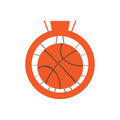 Basketball ball inside to hoop. Vector illustration design