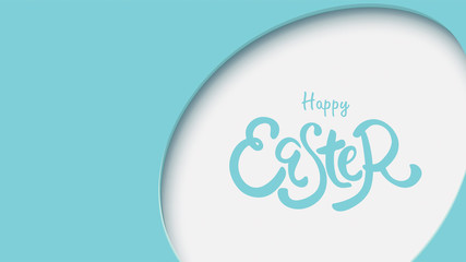 3d paper cut illustration of easter rabbit, grass, flowers and egg shape. Happy easter greeting card modern template. - Vector