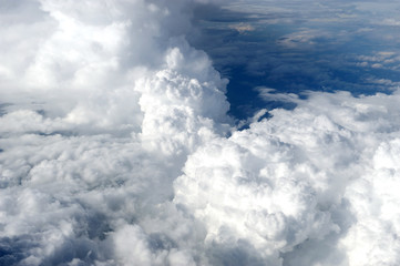 aerial view of cloud background from airplane