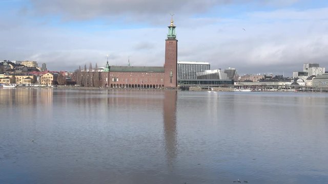 View of the old Stockholms stadshus on March day. Sweden