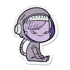 sticker of a cartoon astronaut woman