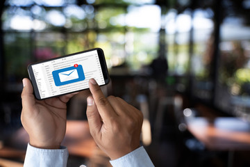 Mail Communication Connection message to mailing contacts phone Global Letters Concept