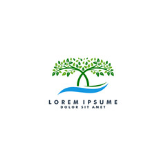 Fototapeta premium Tree logo template. Enviromrntal icon, nature leaf design vector illustration