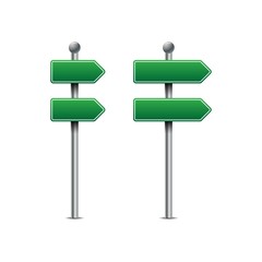 Green traffic signs vector. Road board text panel vector.