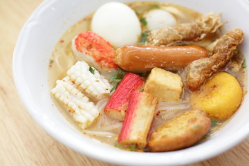 seafood yentafo noodle of asia food tasty
