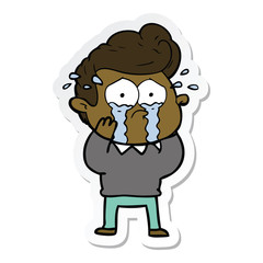 sticker of a cartoon crying man