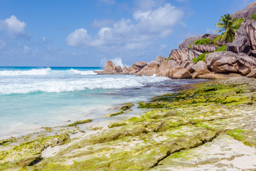 Fototapeta na wymiar Pointe de Petite Anse, la Digue, Seychelles 