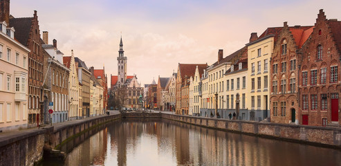 Fototapeta na wymiar Panoramic view of the historic city center of Bruges, Belgium
