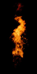 Isolated flame tongue. Fire tongue goes from gas burner