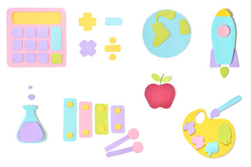 Study subject element paper cut on white background - isolated