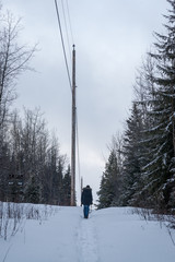 Winter Powerline Trails - Person Walking