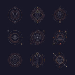 Geometric astrological symbols tarot card