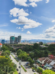 Blue cloudy sky Urban Day time highrise building skyline