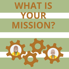 Fototapeta premium Handwriting text What Is Your Missionquestion. Conceptual photo Positive goal focusing on achieving success