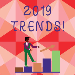 Conceptual hand writing showing 2019 Trends. Concept meaning New year developments in fashion Changes Innovations Modern