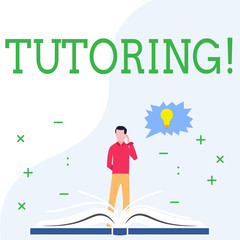 Conceptual hand writing showing Tutoring. Concept meaning Mentoring Teaching Instructing Preparing Supporting Give lessons