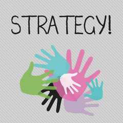 Conceptual hand writing showing Strategy. Concept meaning Group of ideas planned to achieve success