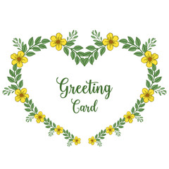 Vector illustration beauty yellow flower frames blooms for greeting cards