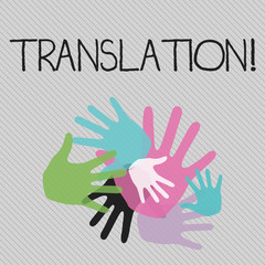 Conceptual hand writing showing Translation. Concept meaning Transform words or texts to another language